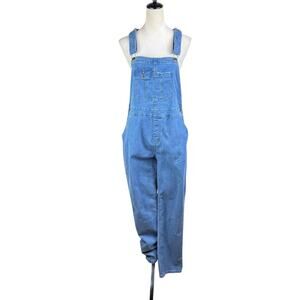 Unbranded Straight Leg Medium Wash Stretch Denim Classic Long Overalls Coveralls